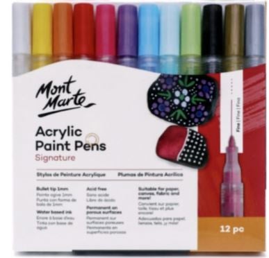 Mont Marte Paint Pens Dual Tip Fine/Broad 12pc